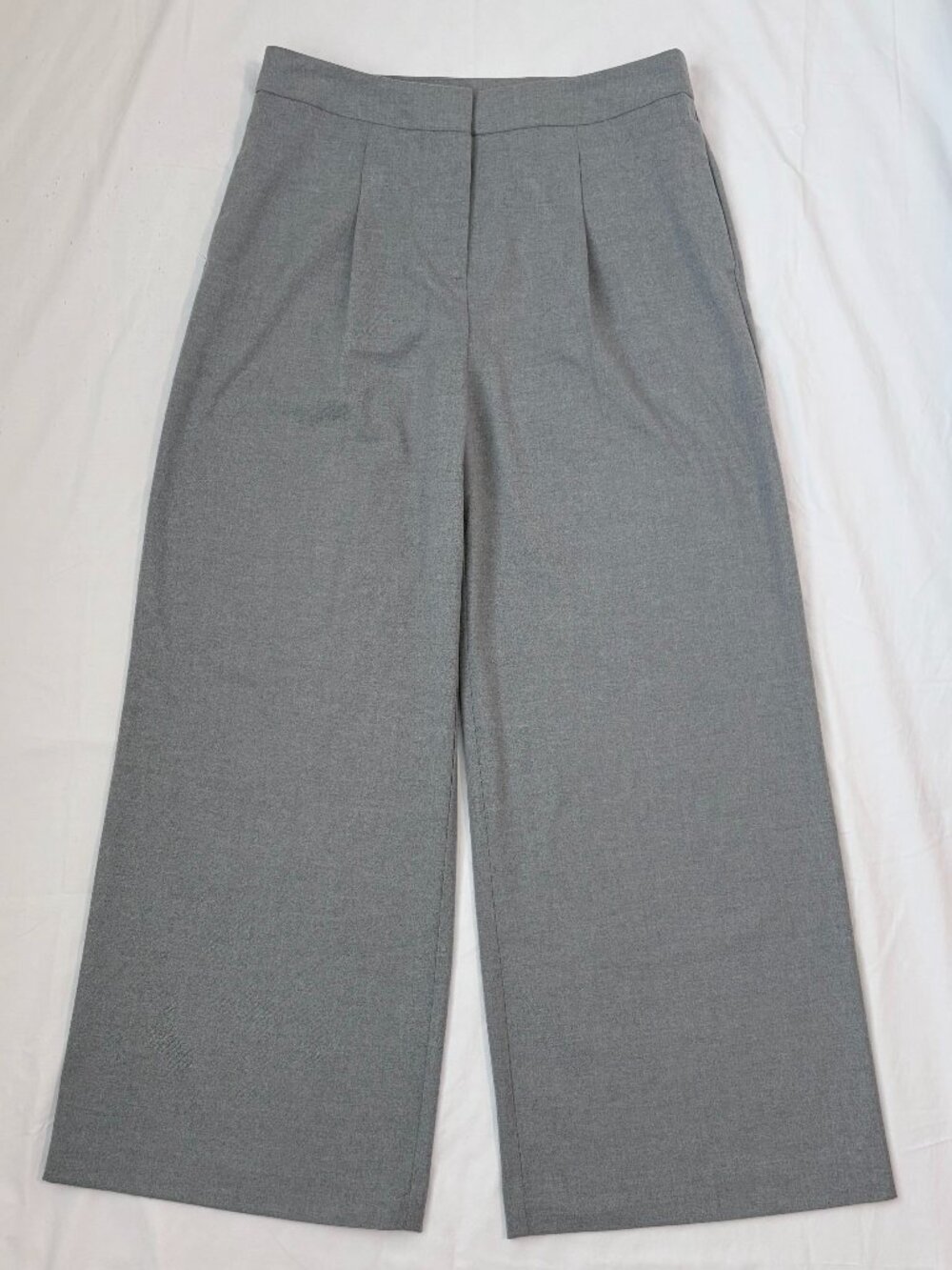 NWT Worthington Everyday Pleated Wide Leg Viscose Blend Gray Pants Size 10